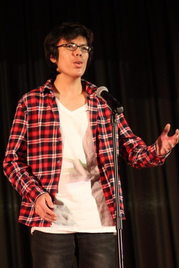 3rd place winner Johnny Zheng performing “The Farmer” by W.D Ehrhart at the  Poetry Out Loud competition.

