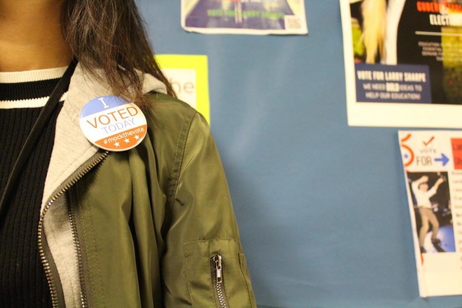 Students who get a chance to watch the mock election and contribute to the voting polls receive stickers and pins which state the words, “I VOTED TODAY.” Students walk around with pins on their bags, clothing, and stickers on their books and phones, encouraging other students to get involved and view a debate.
