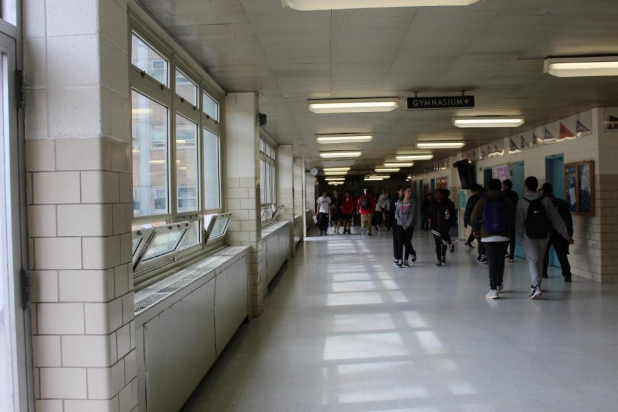 Empty Halls: Francis Lewis High School on March 15th, the Friday before Spirit Week begins. Students scatter to class before the late bell rings.