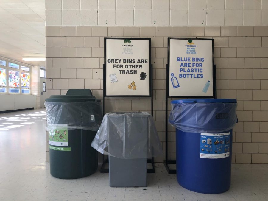 The first steps of the Green Team is to have recyclable stations on the first floor and green bins on the third floor.  The club will weigh paper being recycled to record progress throughout the school year.