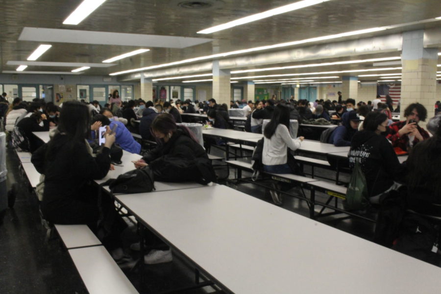 Students in the cafeteria 