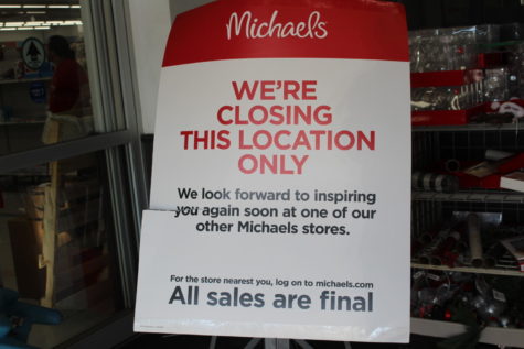 Michaels closing signs posted and seen many times in and out of the store