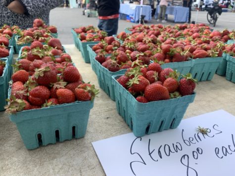 Meanwhile, fresh seasonal vegetables, such as vibrant strawberries, are available from Central Valley Farm.