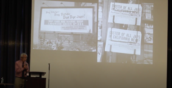 Sam Mihara giving his talk about his experience at a Japanese internment camp. 