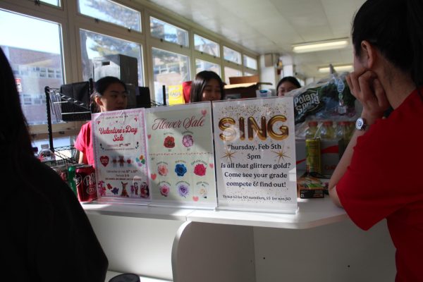Sophomore representative Kimberly Lin distributes snacks behind the concession stand, one of the many services run by the Student Organization.